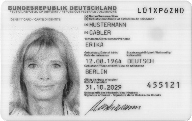 Personalausweis schwarz/weiß
